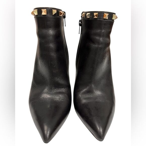 VALENTINO GARAVANI Black Calfskin Rockstud 100mm Ankle Boots Size 40 - Picture 3 of 16